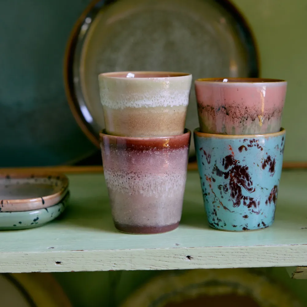 HK Living 70s Ceramics Ristretto Mok Futurism 4 st.