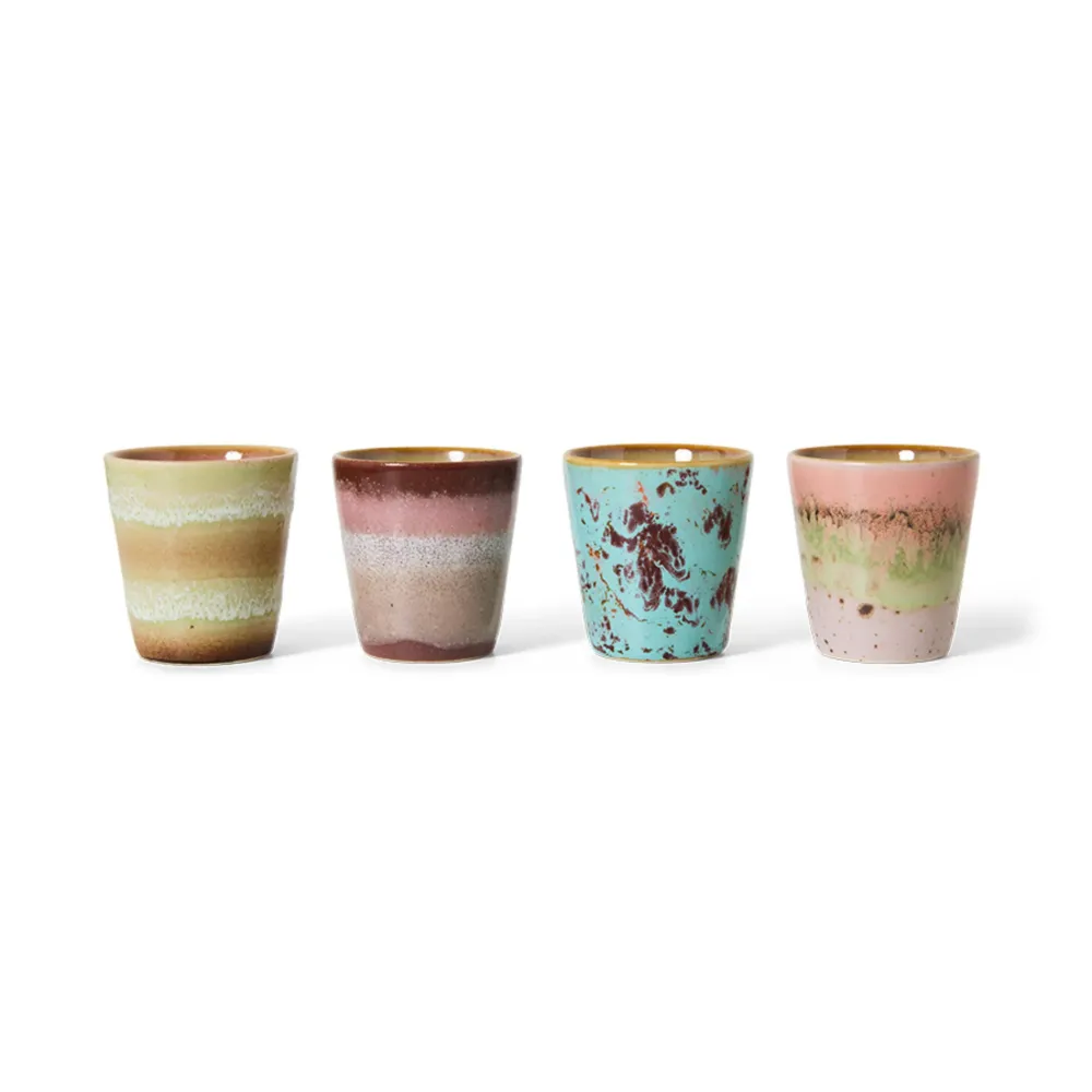 HK Living 70s Ceramics Ristretto Mok Futurism 4 st.