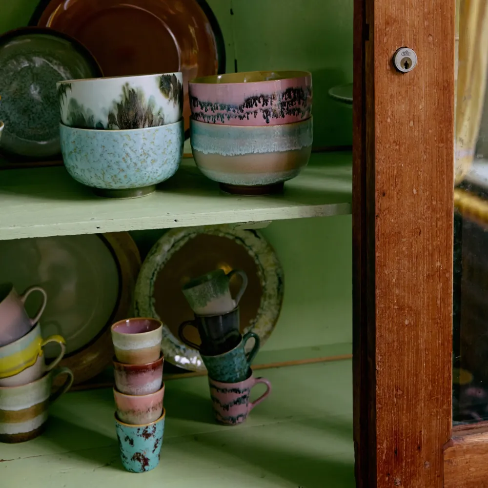 HK Living 70s Ceramics Ristretto Mok Futurism 4 st.