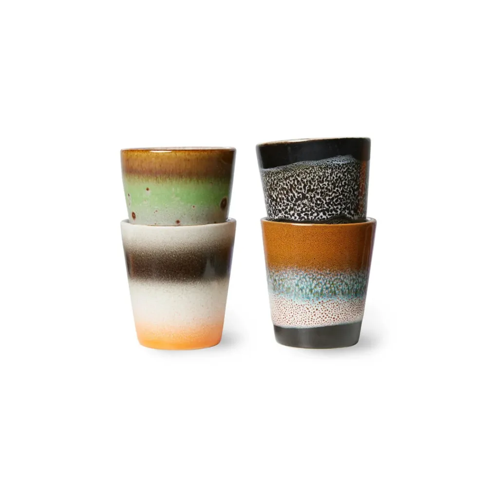 HK Living 70s Ceramics Ristretto Mok Good Vibes 4 st.