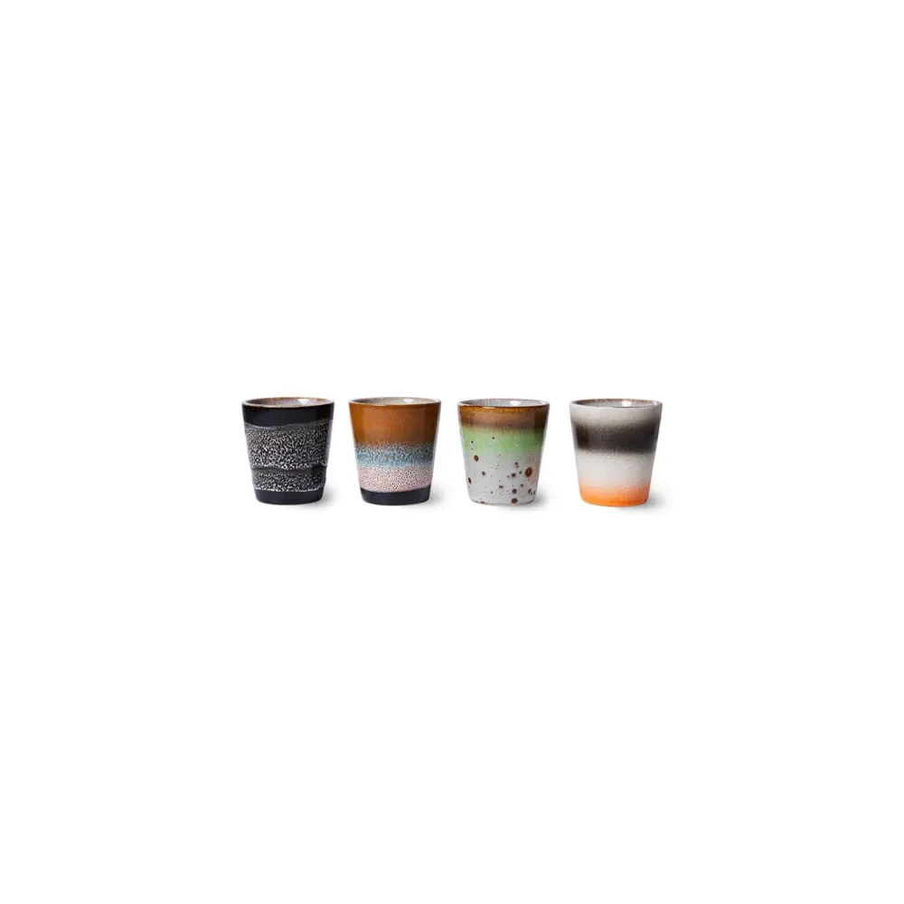 HK Living 70s Ceramics Ristretto Mok Good Vibes 4 st.
