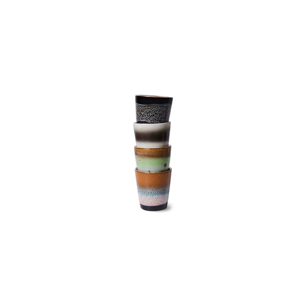 HK Living 70s Ceramics Ristretto Mok Good Vibes 4 st.