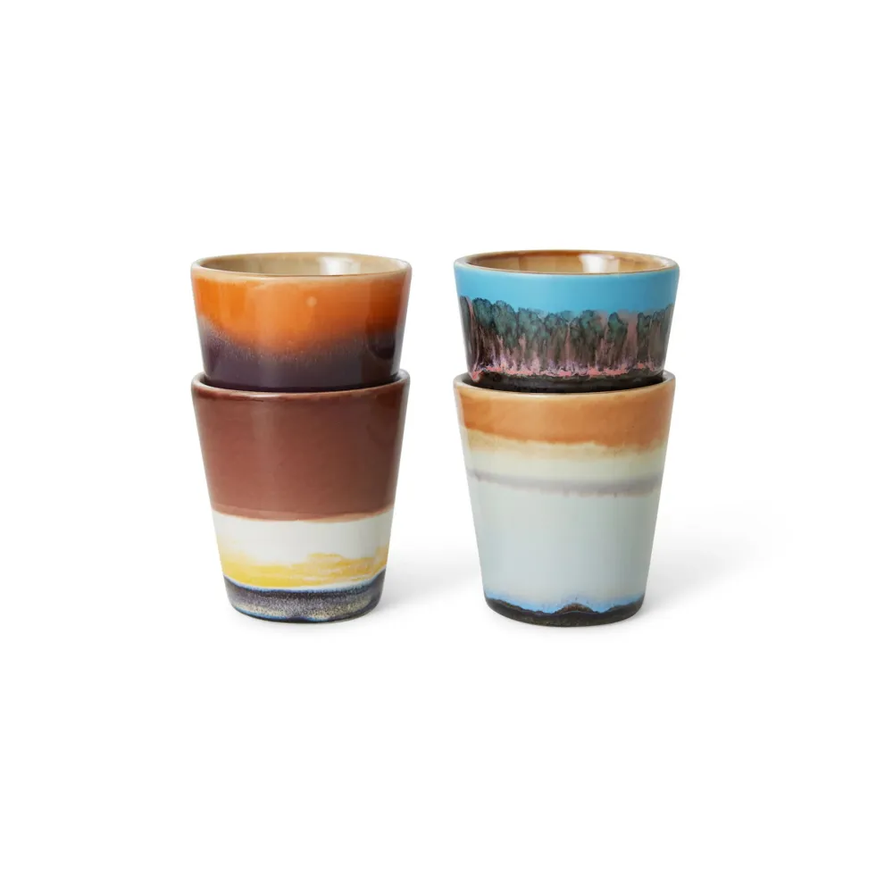 HK Living 70s Ceramics Ristretto Mok Solar 4 st.