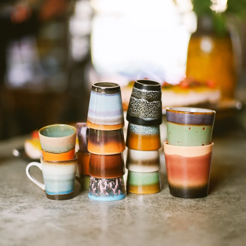 HK Living 70s Ceramics Ristretto Mok Solar 4 st.