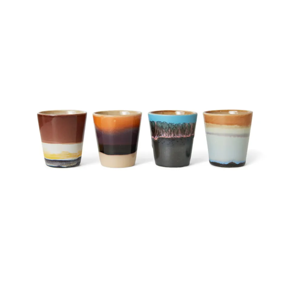 HK Living 70s Ceramics Ristretto Mok Solar 4 st.