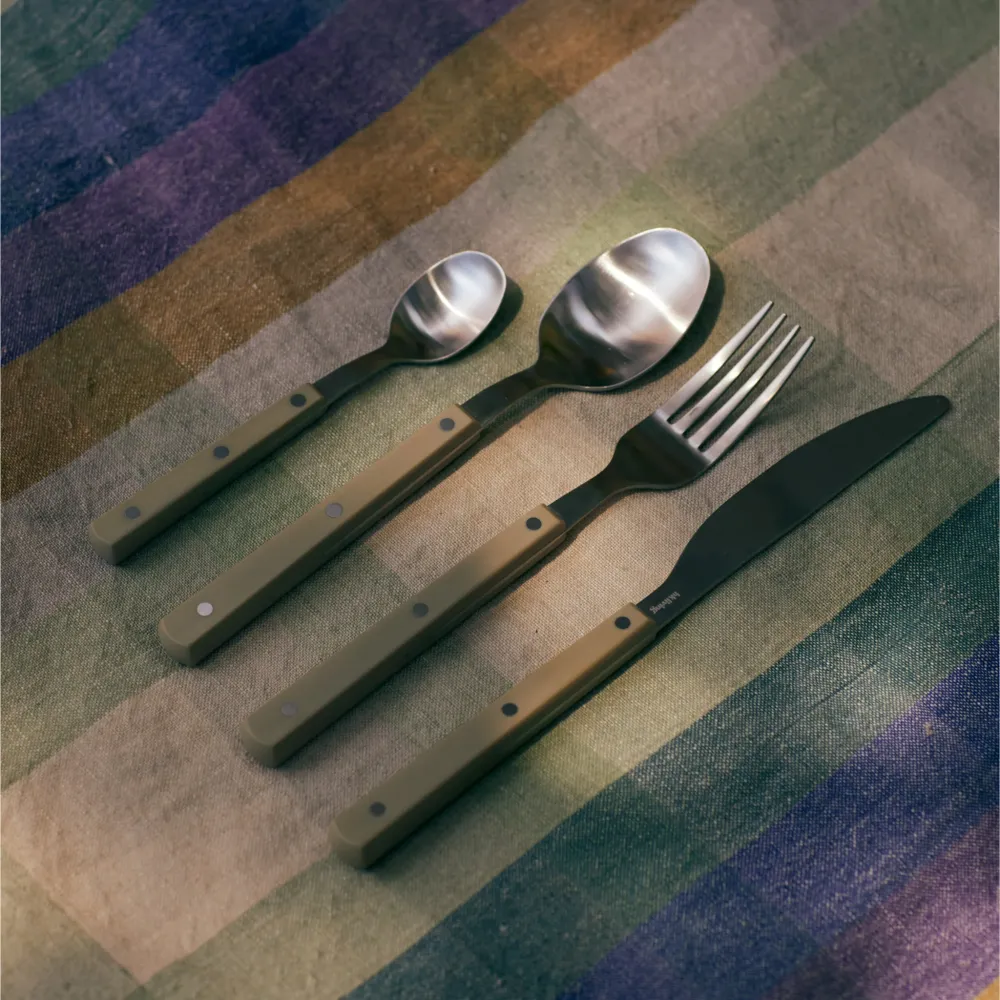 HK Living 70s Cutlery Dessertlepel Olijfgroen