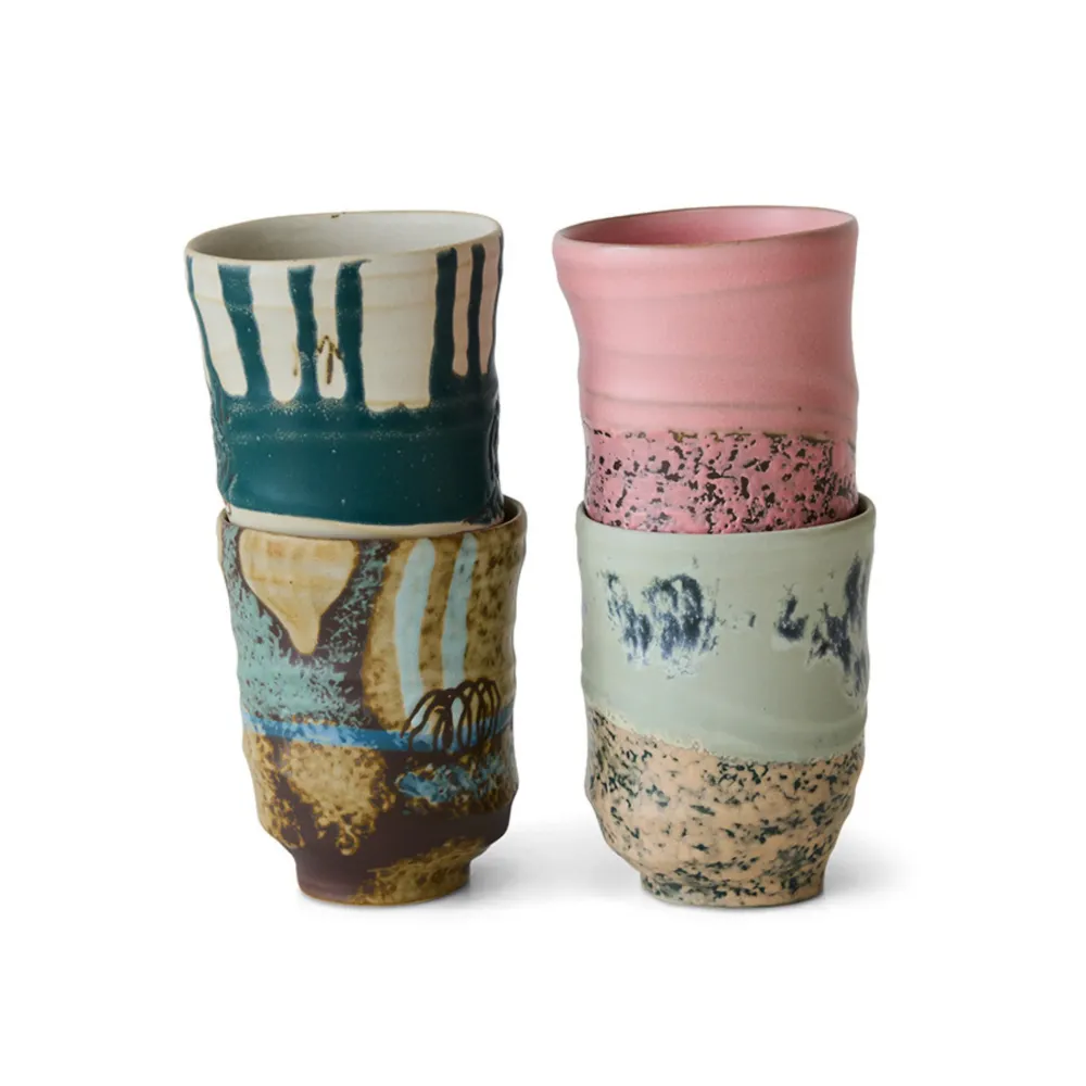 HK Living Artist Ceramics Koffiemok 4 st.
