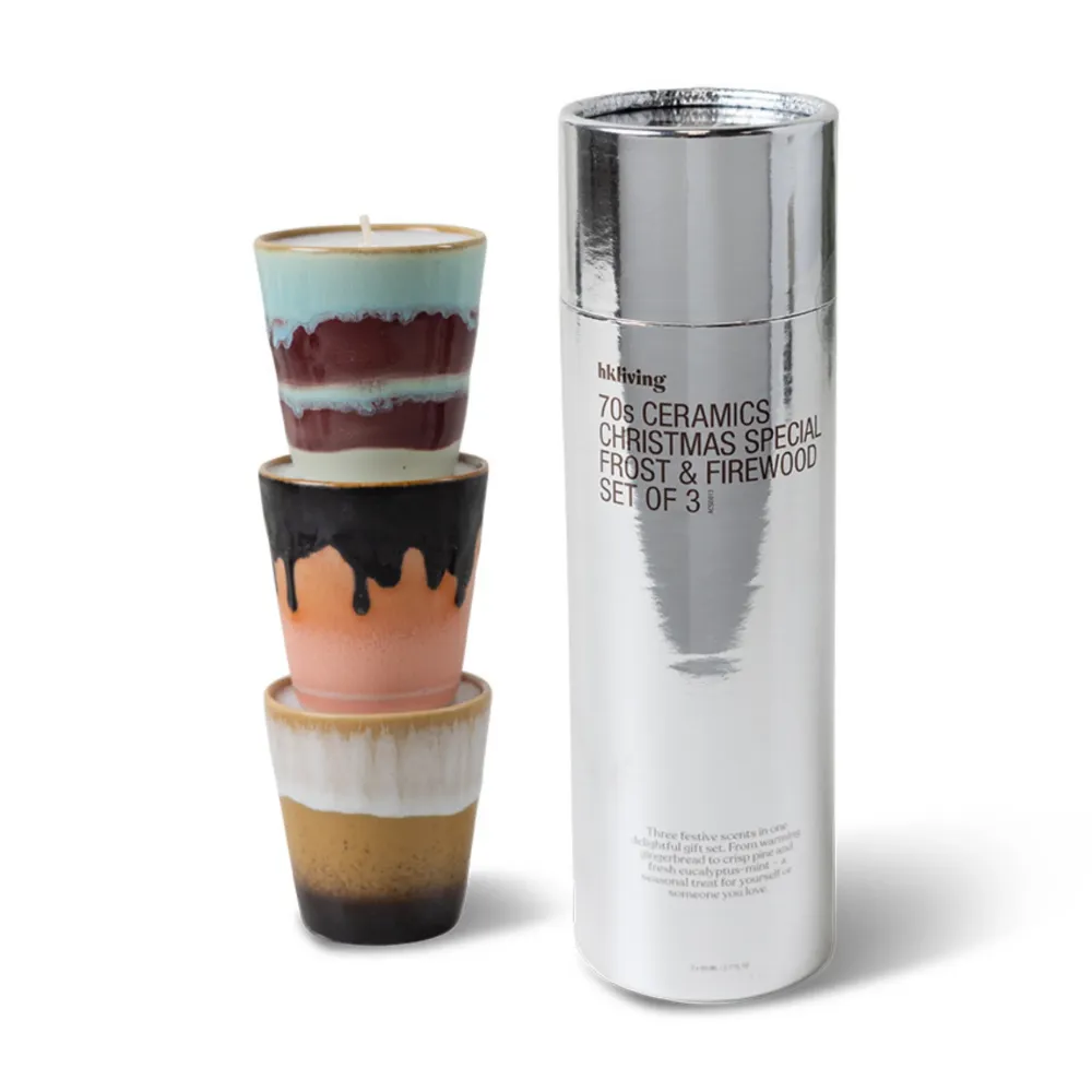 HK Living Christmas Special Geurkaarsen Frost & Firewood 3 st.