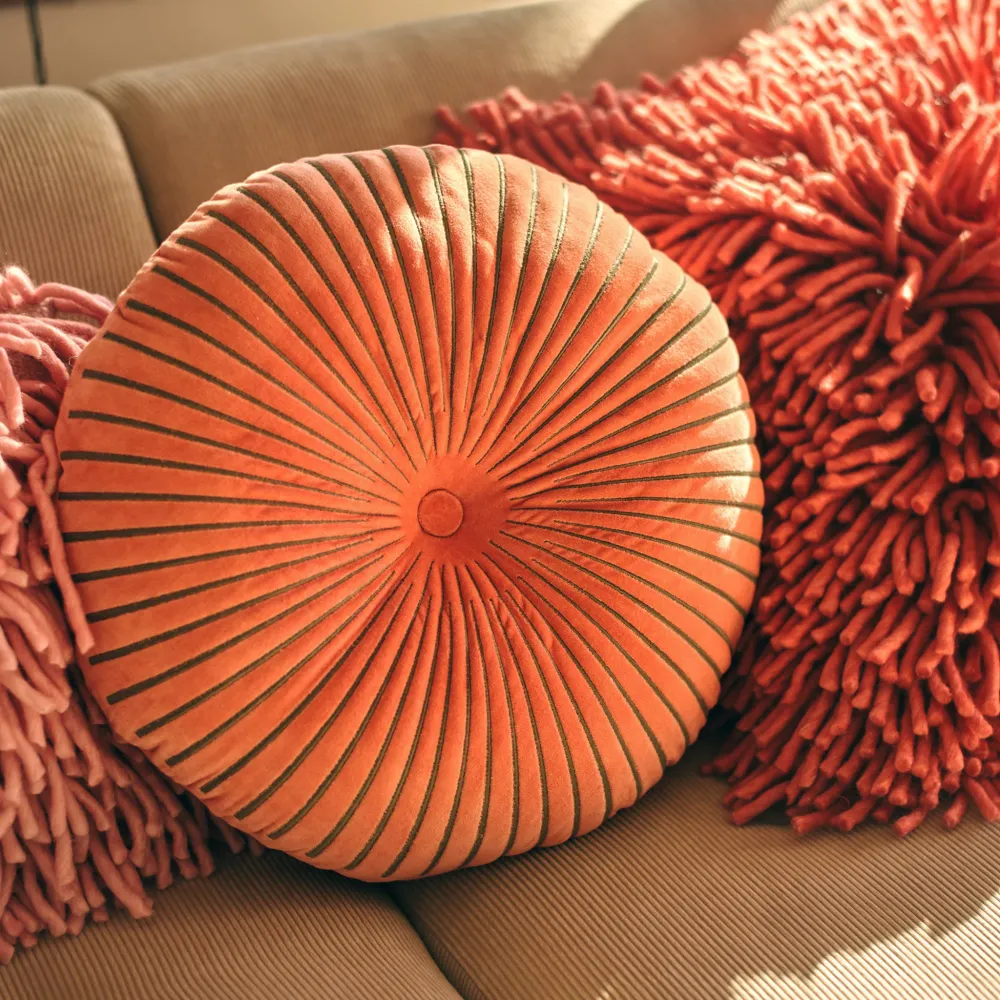 HK Living Ripple Rond Kussen Sienna D50