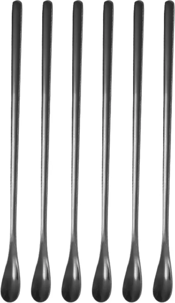 Dun Longdrinklepels 22cm Zwart 6 Stuks House of Husk