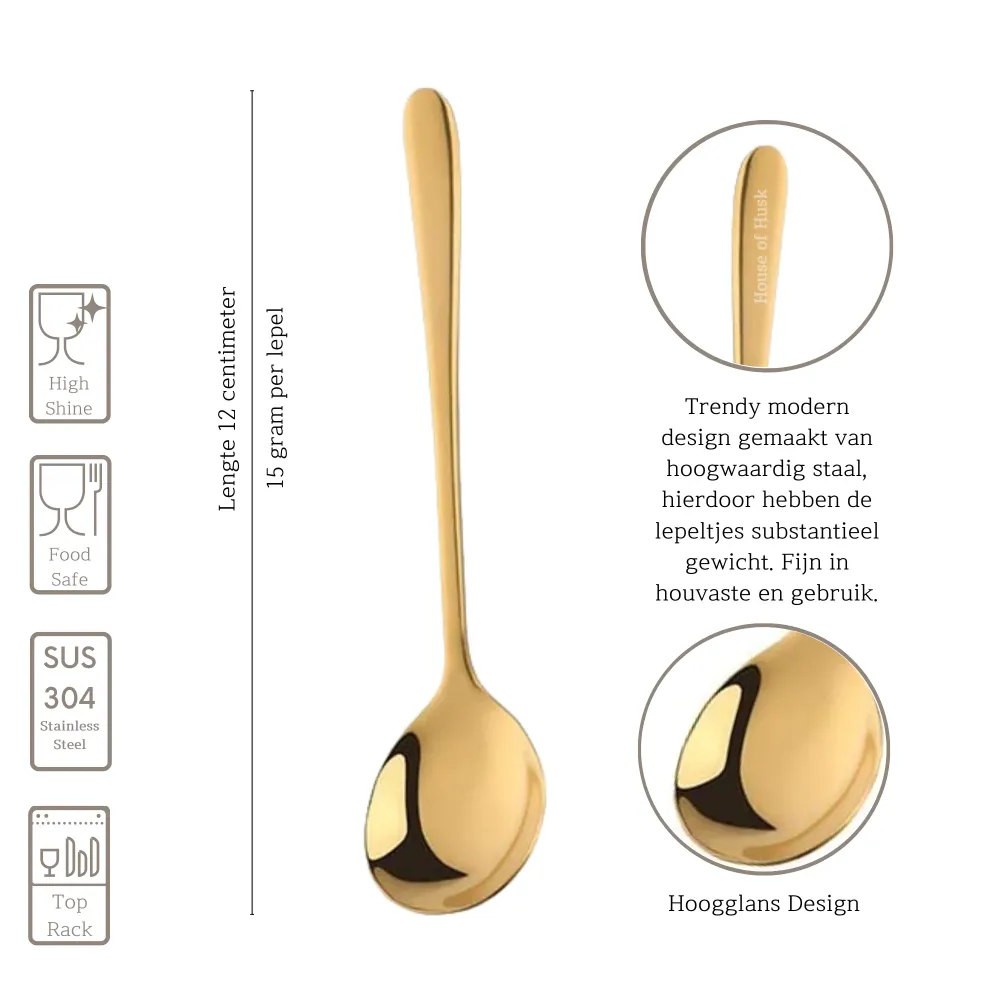Koffielepels 12cm Goud 12 Stuks House of Husk