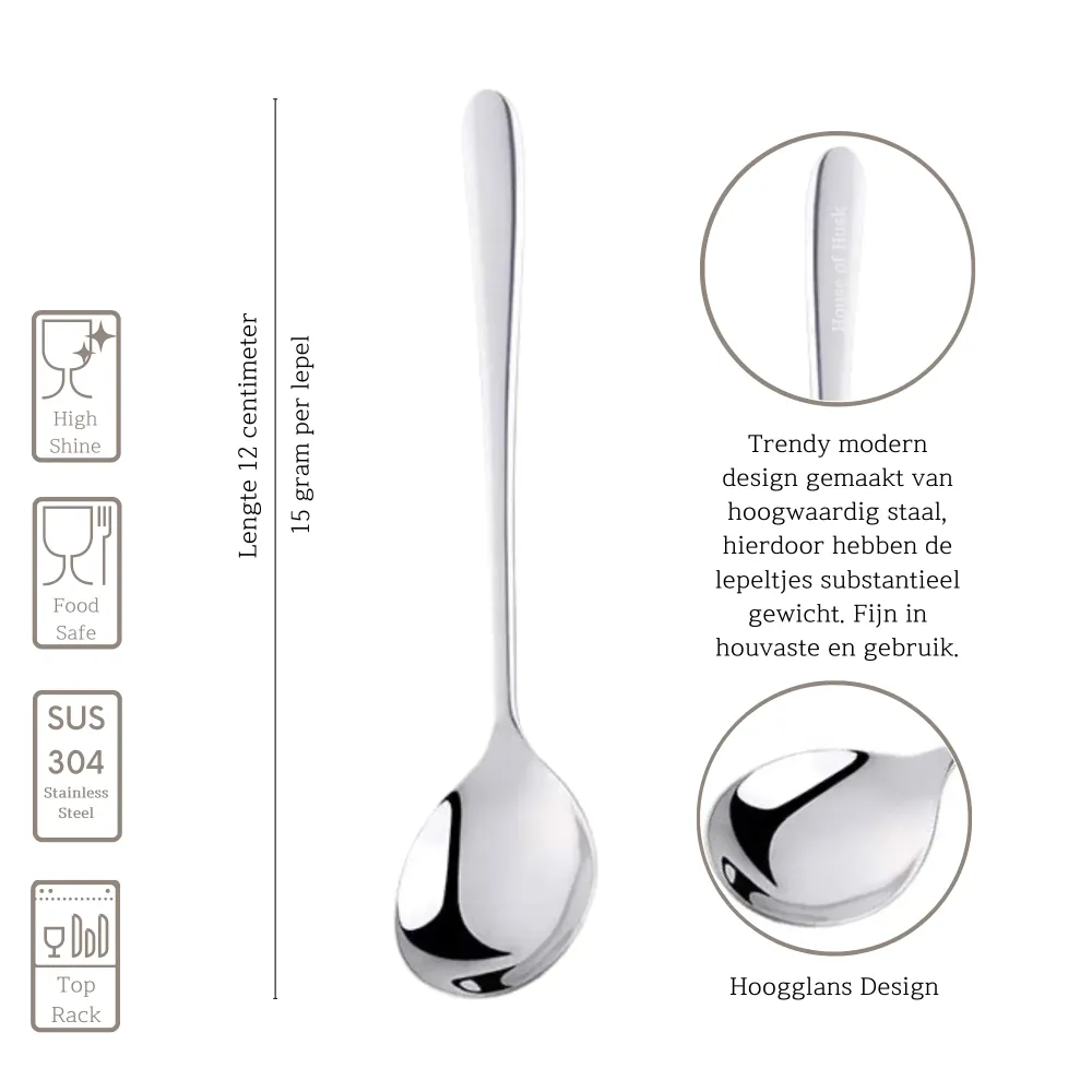 Koffielepels 12cm Zilver 12 Stuks House of Husk