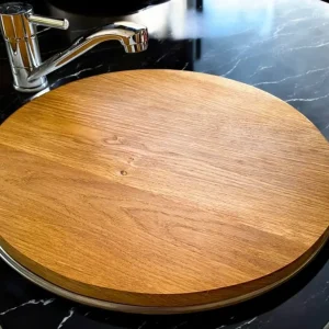Houten spoelbakafdekking - Rond
