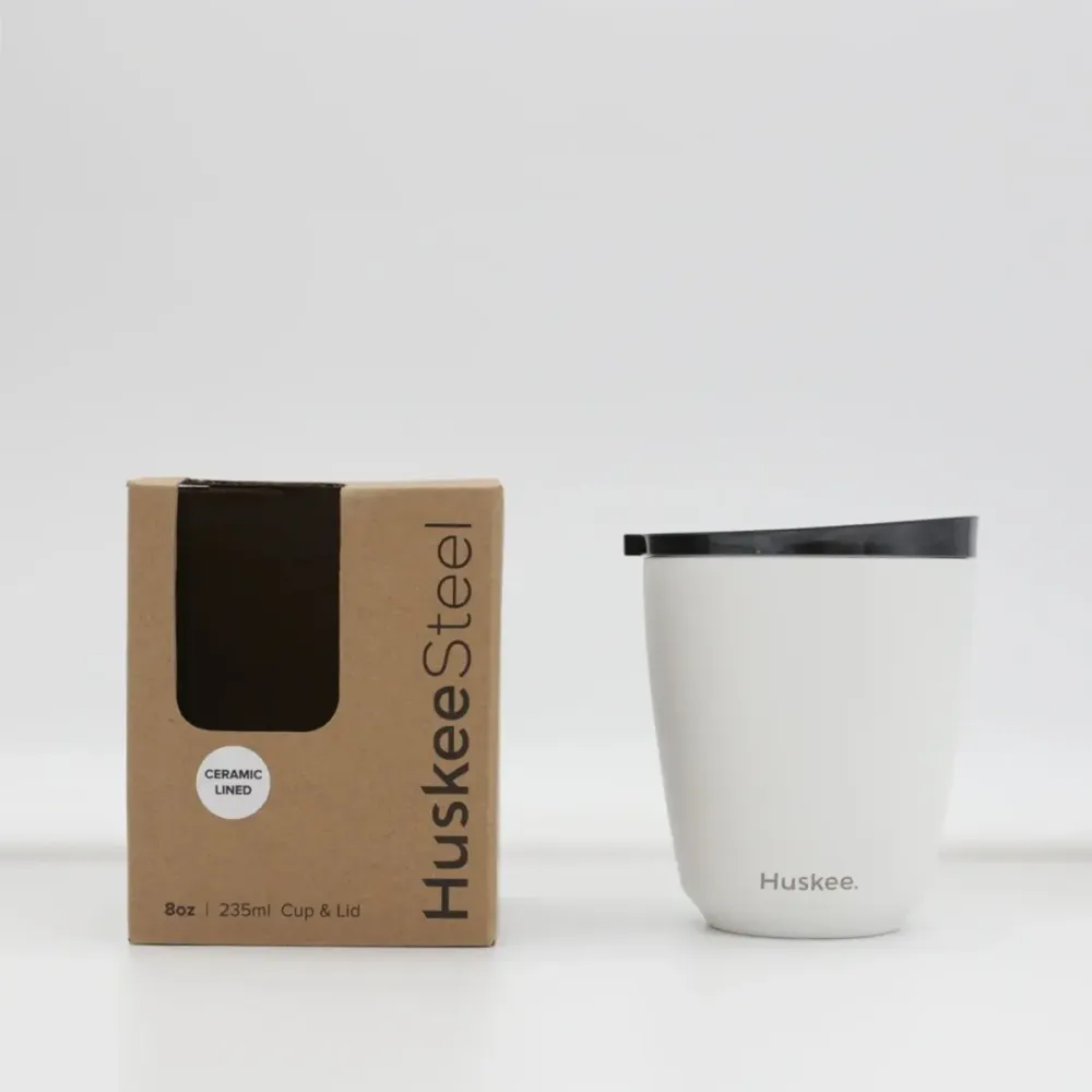 Huskee Stål mok 235 ml – duurzame koffiekop wit