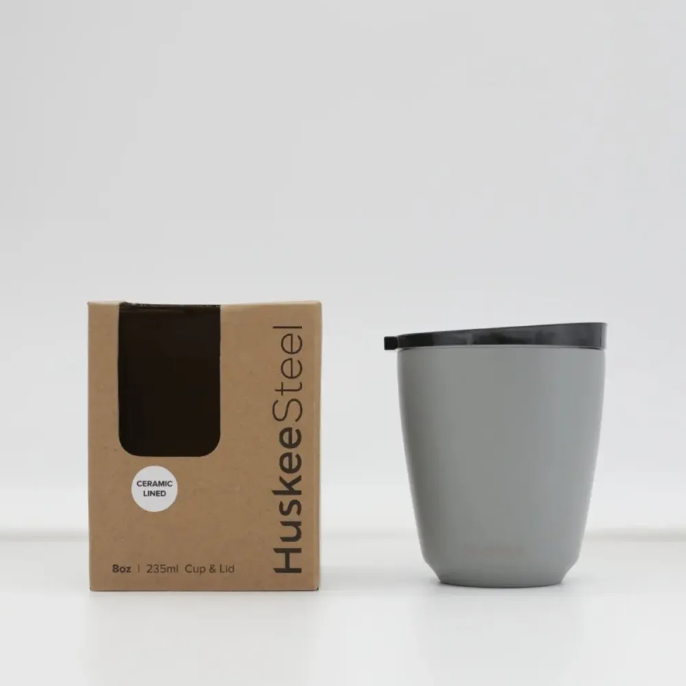 Huskee Stål mug 235 ml – duurzame koffiebeker van roestvrij staal