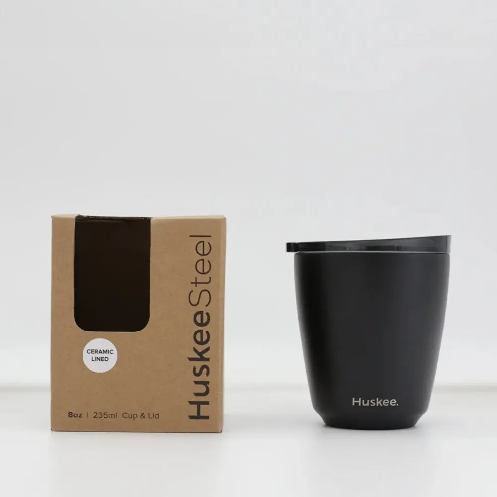 Huskee Stål mug 235 ml – duurzame koffiebeker zwart