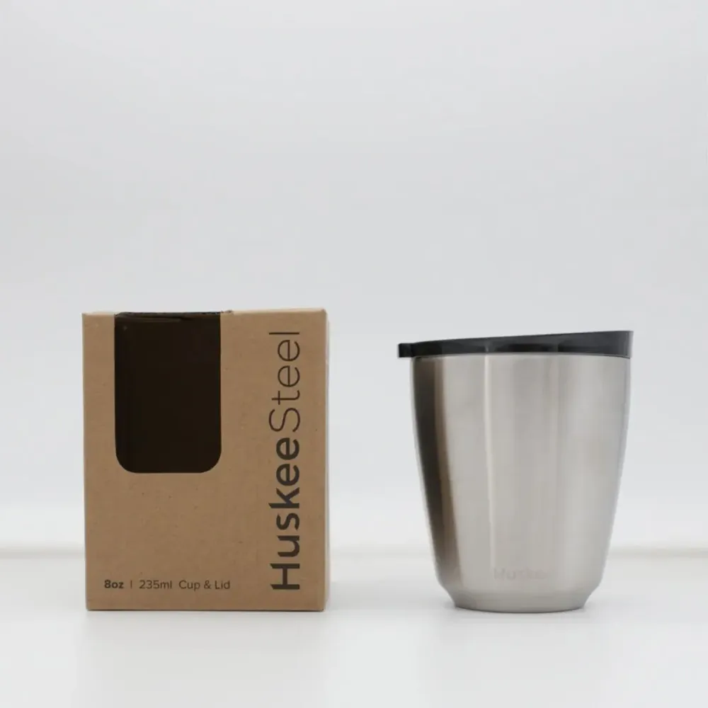 Huskee Stål mug 235 ml – duurzame koffiebeker van geborsteld staal