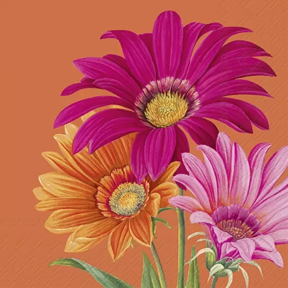 Ihr 10383 Lunchservietten 33x33cm 20 stuks Joyful Gerbera orange