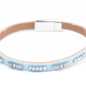 Indini Armband Leer Aster Blauw