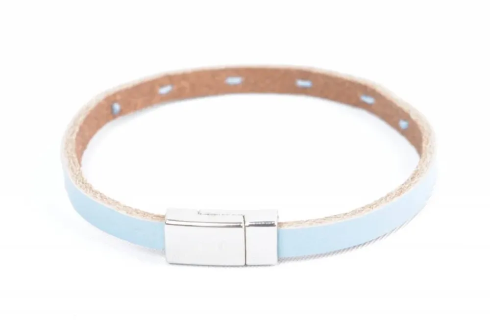 Indini Armband Leer Aster Blauw