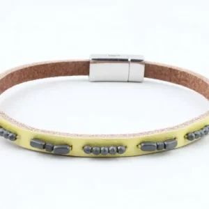 Indini Armband Leer Aster Citroengeel