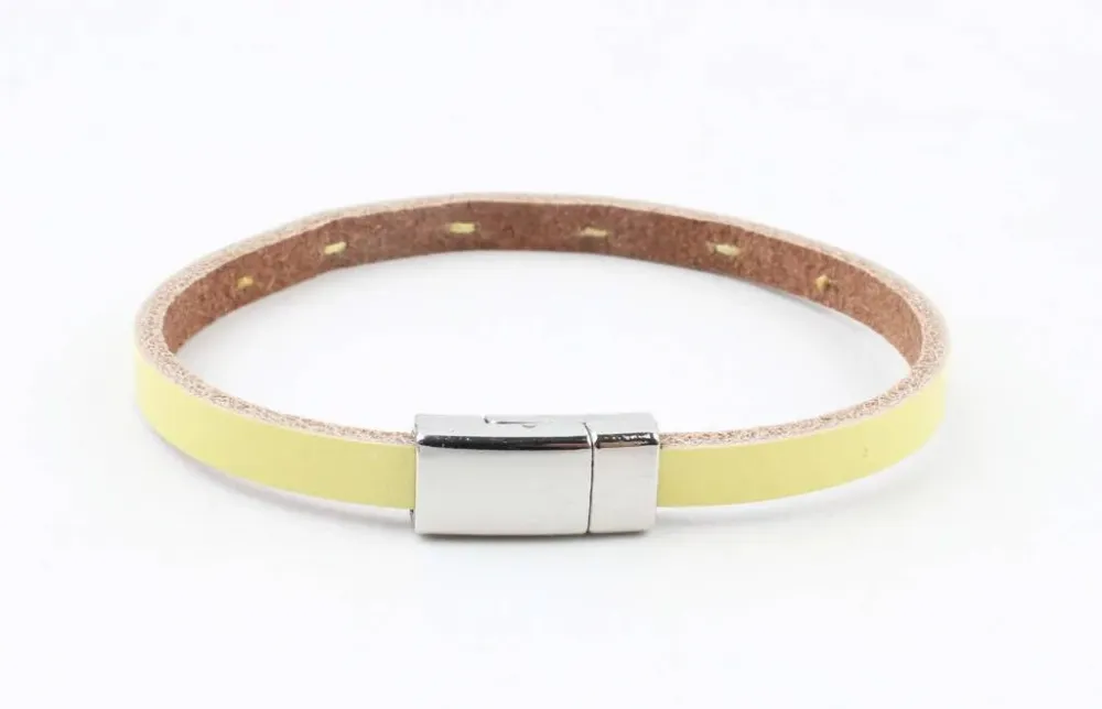 Indini Armband Leer Aster Citroengeel