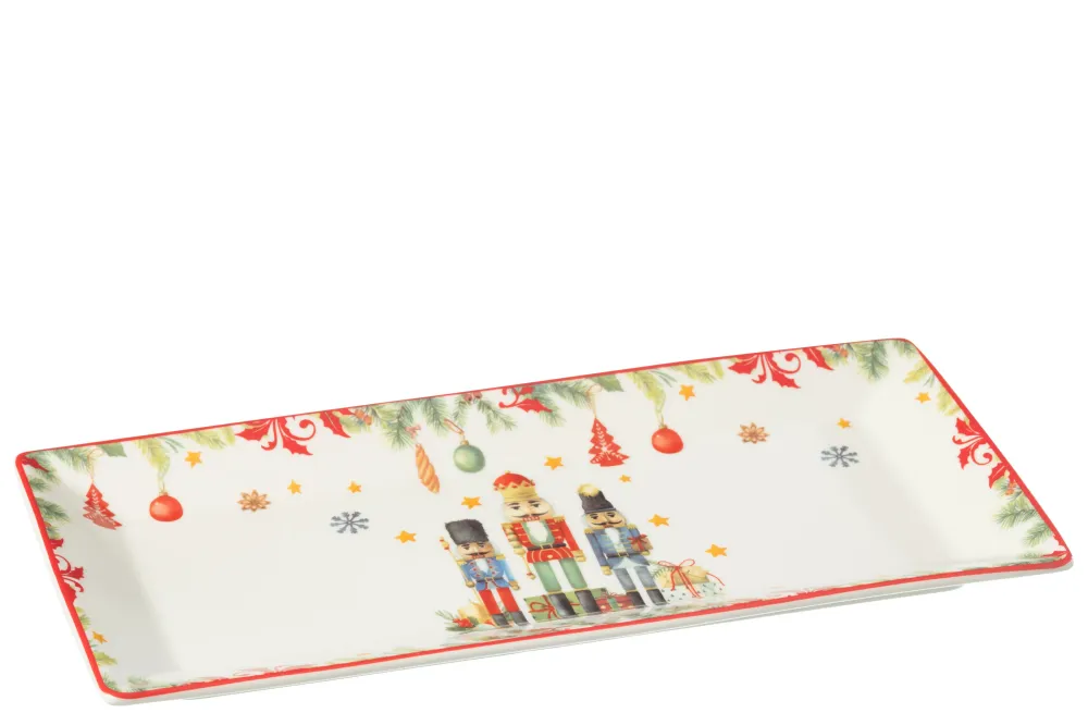 J-Line bord Rechthoekig Notenkraker - keramiek - wit - giftbox