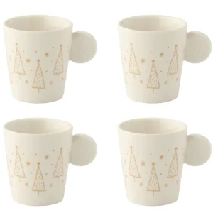 J-Line kopje Kerstmis - keramiek - wit - doos van 4
