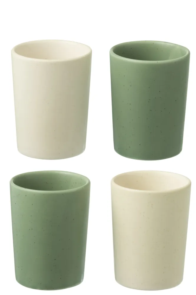 J-Line mok - keramiek - groen/wit - doos van 4