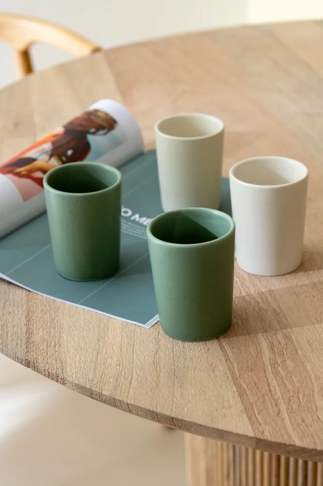 J-Line mok - keramiek - groen/wit - doos van 4