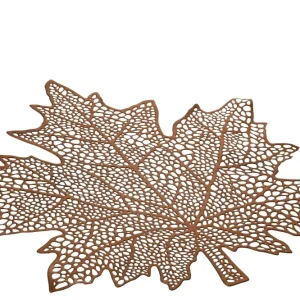 J-Line placemat Blad - kunststof - bruin