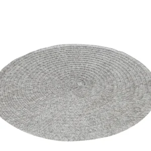 J-Line placemat Rond Gevlochten - kunststof - grijs - 6 stuks