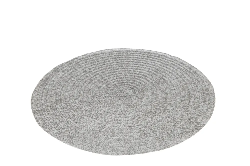 J-Line placemat Rond Gevlochten - kunststof - grijs - 6 stuks