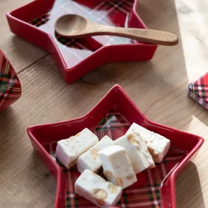 J-Line schaal Plaid Ster - keramiek - rood - doos van 2