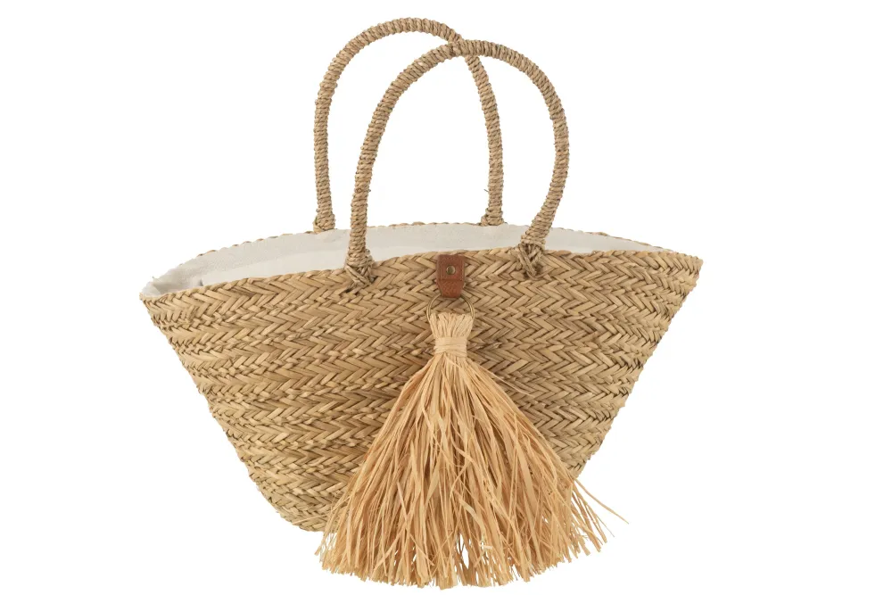 J-Line strandtas Kwasten - zeegras/raphia - naturel