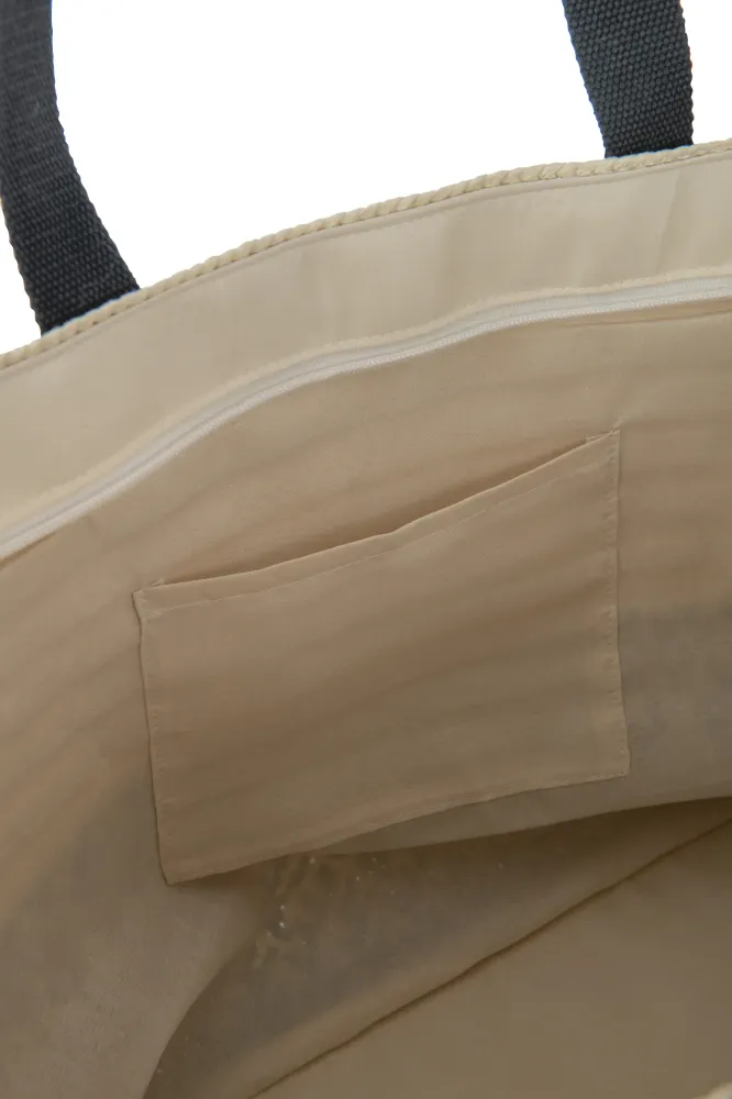 J-Line tas + hoed set - papier/katoen - beige/zwart