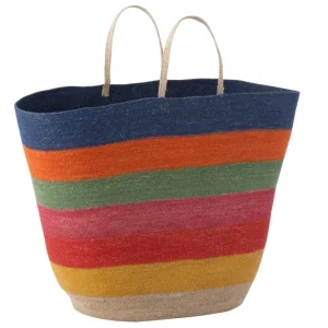 J-Line tas/mand Regenboog Strepen - zeegras - mix