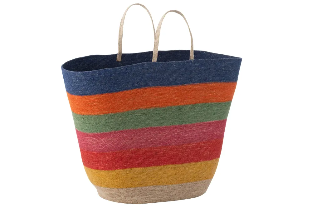 J-Line tas/mand Regenboog Strepen - zeegras - mix