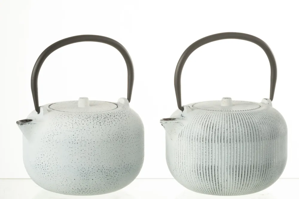 J-Line theepot - metaal - wit - 2 stuks