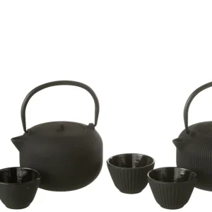 J-Line theepot - metaal - zwart - 2 stuks