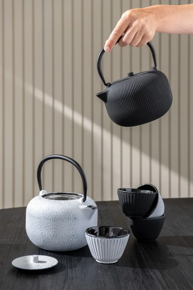 J-Line theepot - metaal - zwart - 2 stuks