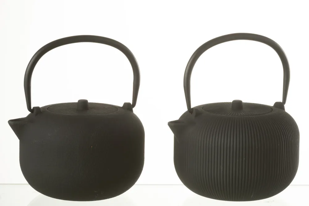 J-Line theepot - metaal - zwart - 2 stuks