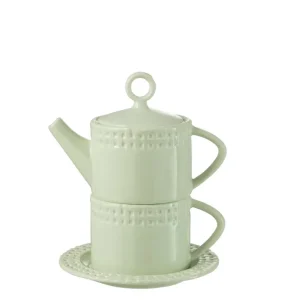 J-Line theepot + theemok - keramiek - groen
