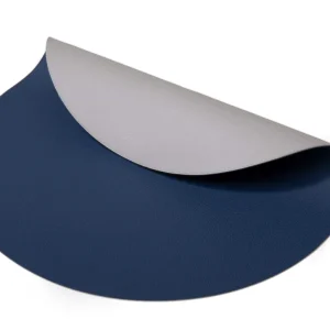 Jay Hill Placemat - Vegan leer - Grijs / Blauw - dubbelzijdig - ø 38 cm