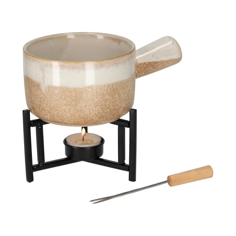 Jens Living Fonduestelletje voor kaas chocolade Beige