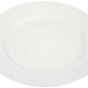 J-Line Bord Rond Streep Porselein Wit 30X30x3cm