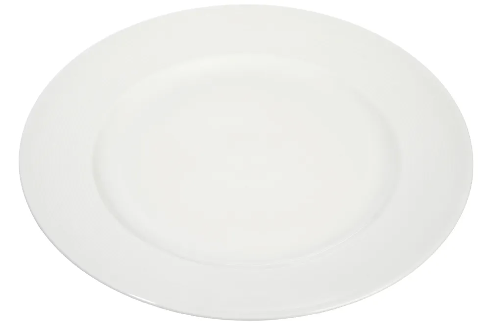J-Line Bord Rond Streep Porselein Wit 30X30x3cm