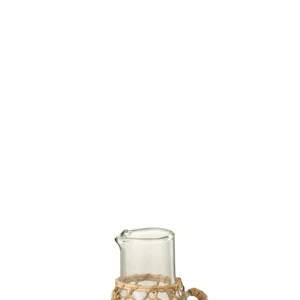 J-Line Breiwerk Oor karaf - glas/riet - transparant - S