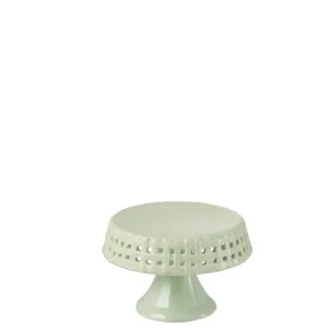 J-Line Cake bord - taartplateau - keramiek - groen - S