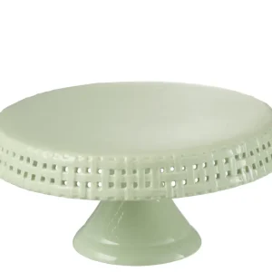 J-Line Cake bord - taartplateau - keramiek - groen - M